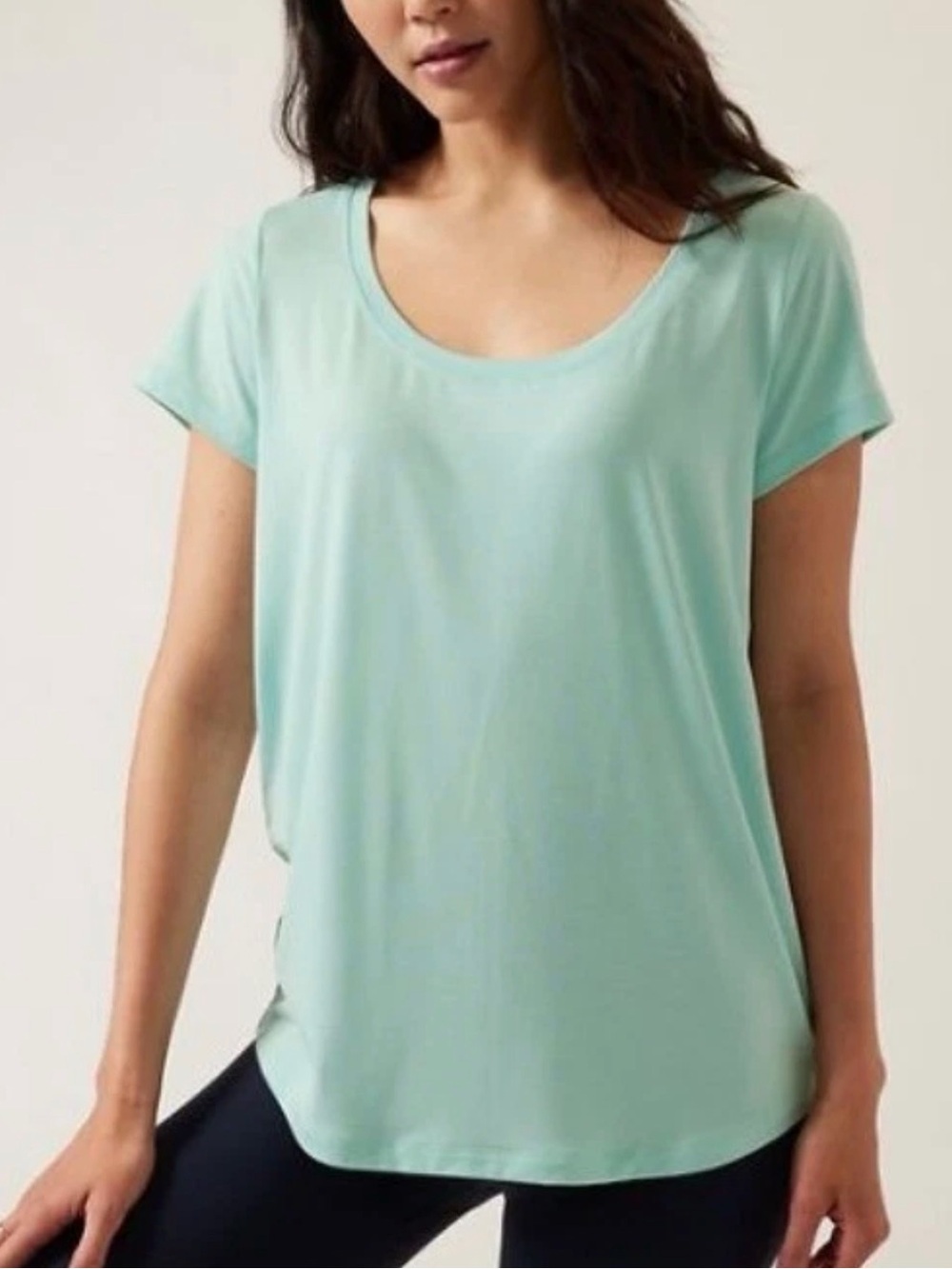 Athleta Scoop Neck Short Sleeve Top in Mint Green